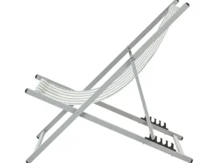 Outlet Beliani Sedia a sdraio pieghevole LOCRI II Metallo Grigio chiaro Bianco Grigio
