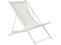 Best Beliani Sedia a sdraio pieghevole LOCRI II Metallo Beige chiaro Beige Bianco
