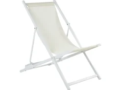 Best Beliani Sedia a sdraio pieghevole LOCRI II Metallo Beige chiaro Beige Bianco