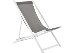 Clearance Beliani Sedia a sdraio pieghevole LOCRI II Metallo Grigio Bianco Grigio