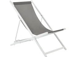 Clearance Beliani Sedia a sdraio pieghevole LOCRI II Metallo Grigio Bianco Grigio