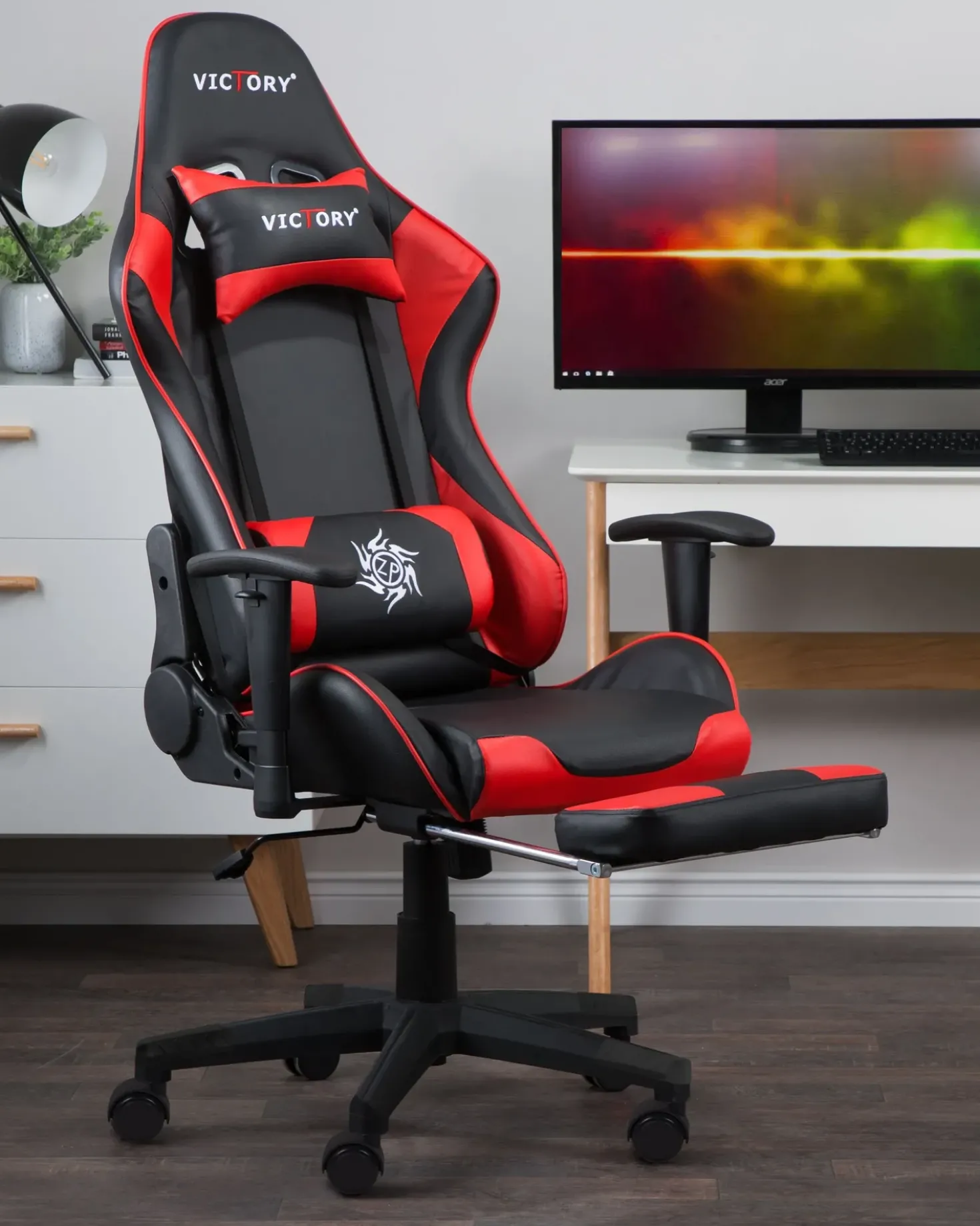 Sedia da gaming VICTORY Pelle sintetica Rosso