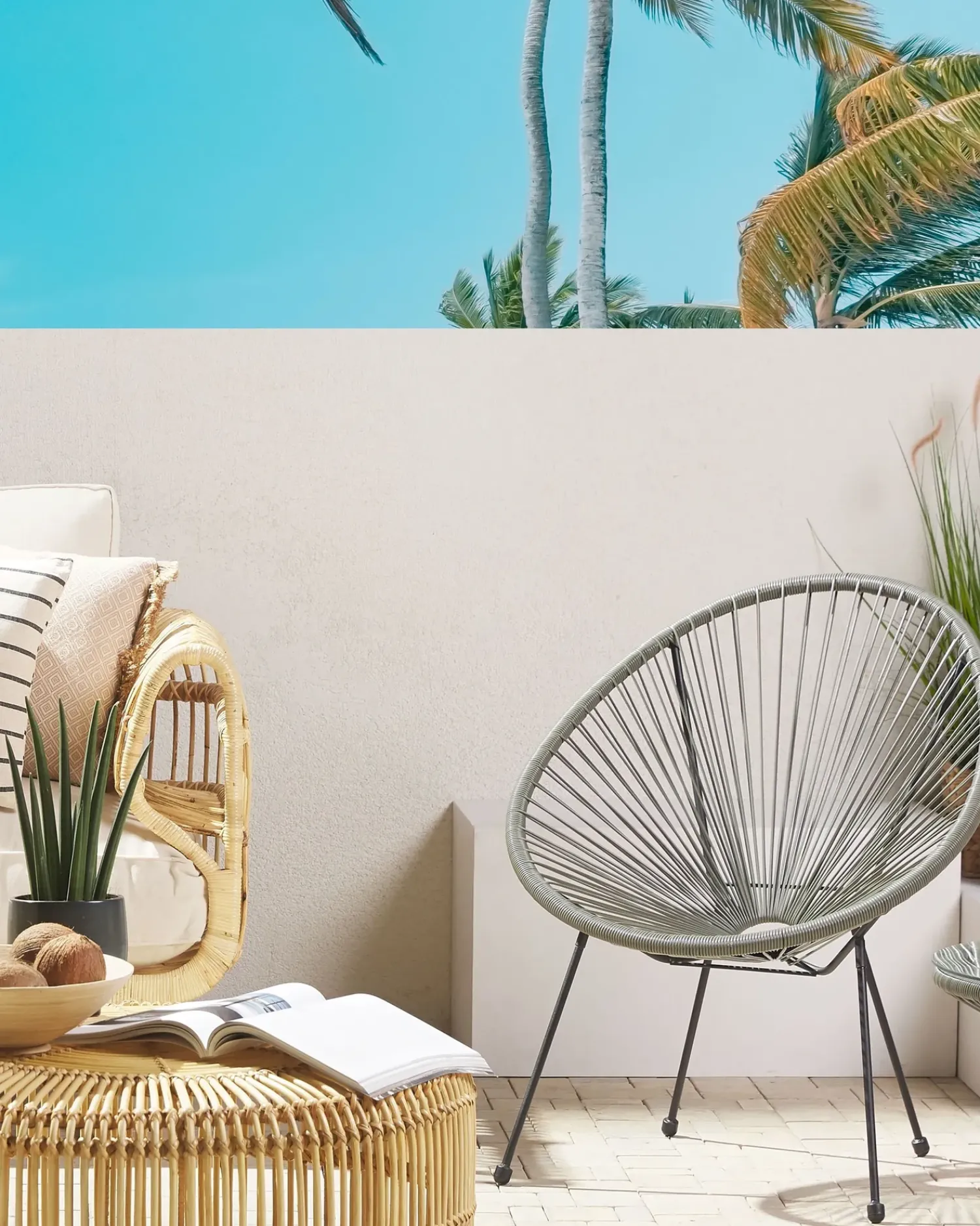 New Beliani ACAPULCO II Rattan sintetico (PE) Grigio scuro Grigio Nero