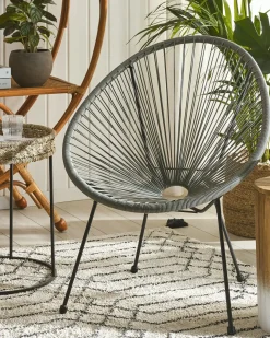 New Beliani ACAPULCO II Rattan sintetico (PE) Grigio scuro Grigio Nero
