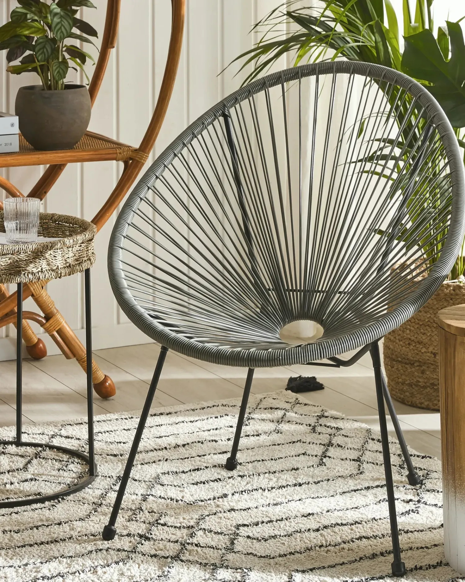 New Beliani ACAPULCO II Rattan sintetico (PE) Grigio scuro Grigio Nero
