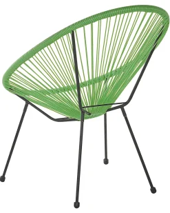 New Beliani Sedia da giardino ACAPULCO II Rattan sintetico (PE) Verde Verde Nero