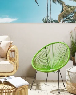 New Beliani Sedia da giardino ACAPULCO II Rattan sintetico (PE) Verde Verde Nero