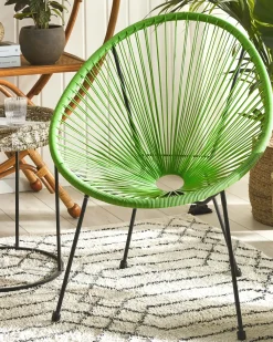 New Beliani Sedia da giardino ACAPULCO II Rattan sintetico (PE) Verde Verde Nero