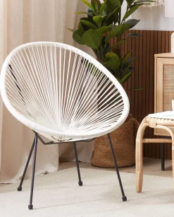 Online Beliani ACAPULCO II Rattan sintetico (PE) Bianco Bianco Nero