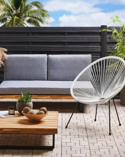 Online Beliani ACAPULCO II Rattan sintetico (PE) Bianco Bianco Nero