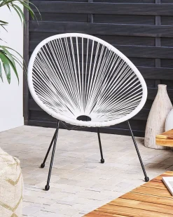 Online Beliani ACAPULCO II Rattan sintetico (PE) Bianco Bianco Nero