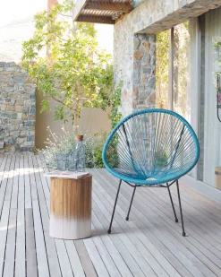 New Beliani ACAPULCO II Rattan sintetico (PE) Blu Blu Nero