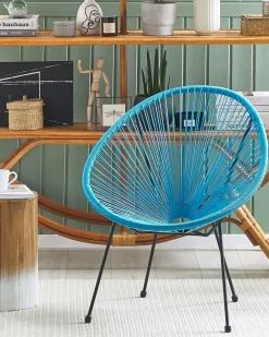 New Beliani ACAPULCO II Rattan sintetico (PE) Blu Blu Nero