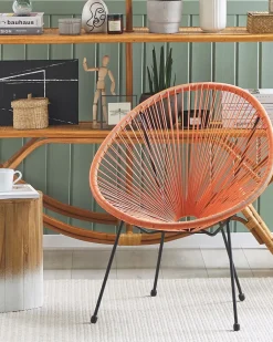 Discount Beliani Sedia da giardino ACAPULCO II Rattan sintetico (PE) Arancione Arancione Nero