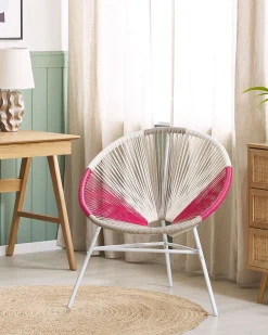 Outlet Beliani ACAPULCO Rattan sintetico (PE) Fucsia Beige Bianco Rosa Multicolore