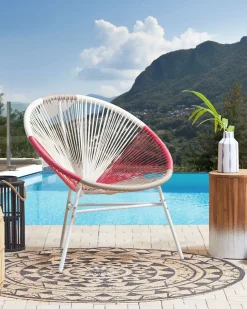 Outlet Beliani ACAPULCO Rattan sintetico (PE) Fucsia Beige Bianco Rosa Multicolore
