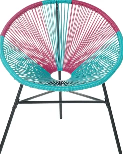 Hot Beliani Sedia da giardino ACAPULCO Rattan sintetico (PE) Turchese Blu Nero Rosa Multicolore