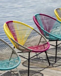 Hot Beliani Sedia da giardino ACAPULCO Rattan sintetico (PE) Turchese Blu Nero Rosa Multicolore