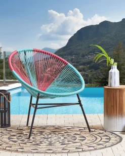 Hot Beliani Sedia da giardino ACAPULCO Rattan sintetico (PE) Turchese Blu Nero Rosa Multicolore