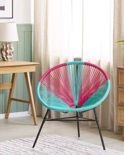 Hot Beliani Sedia da giardino ACAPULCO Rattan sintetico (PE) Turchese Blu Nero Rosa Multicolore
