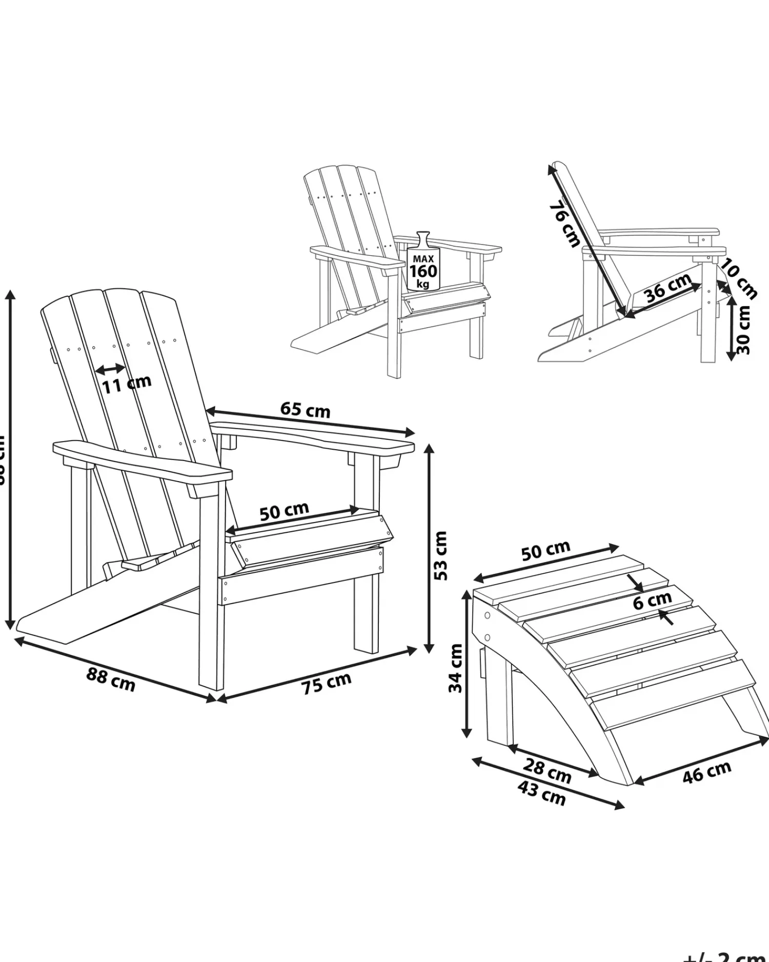 Clearance Beliani ADIRONDACK con poggiapiedi Giallo