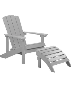 Online Beliani Sedia da giardino ADIRONDACK con poggiapiedi chiaro Grigio