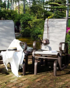 New Beliani Sedia da giardino BORGIO Metallo Marrone/Grigio Marrone Grigio