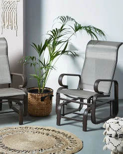 New Beliani Sedia da giardino BORGIO Metallo Marrone/Grigio Marrone Grigio