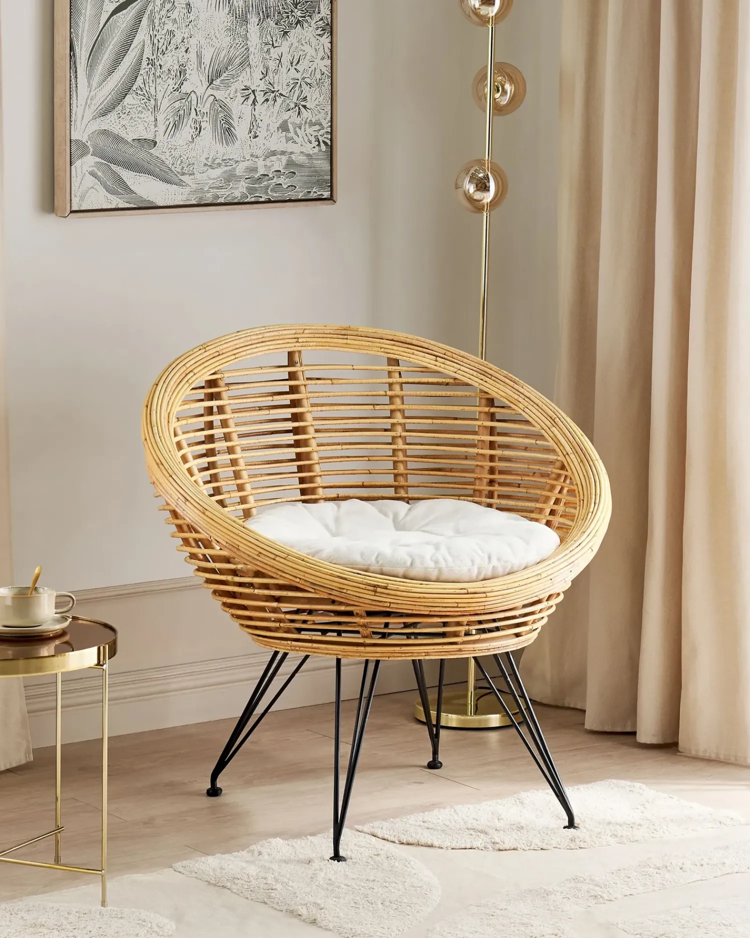 Sale Beliani MARATEA Rattan Naturale Beige Naturale Nero