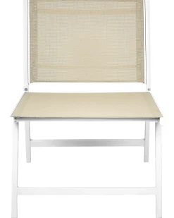 New Beliani MARCEDDI con poggiapiedi Metallo Bianco/Beige Beige Bianco