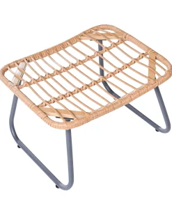 New Beliani Sedia da giardino MESTRE con poggiapiedi Rattan sintetico (PE) Beige chiaro Beige Naturale Nero
