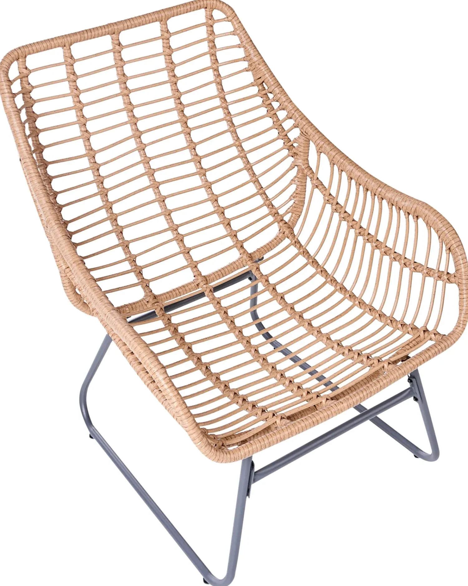 New Beliani Sedia da giardino MESTRE con poggiapiedi Rattan sintetico (PE) Beige chiaro Beige Naturale Nero
