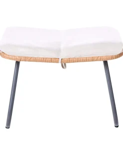 New Beliani Sedia da giardino MESTRE con poggiapiedi Rattan sintetico (PE) Beige chiaro Beige Naturale Nero