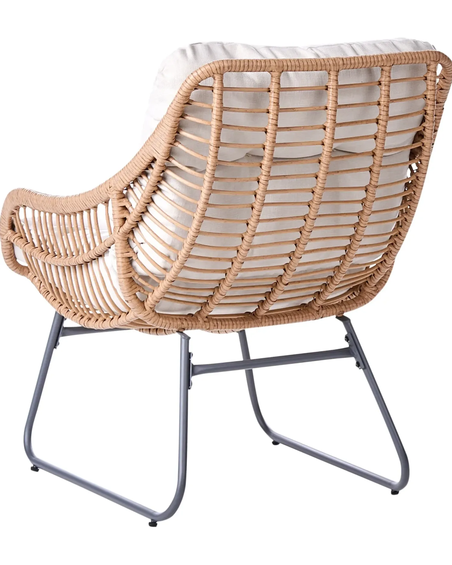 New Beliani Sedia da giardino MESTRE con poggiapiedi Rattan sintetico (PE) Beige chiaro Beige Naturale Nero