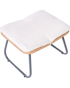New Beliani Sedia da giardino MESTRE con poggiapiedi Rattan sintetico (PE) Beige chiaro Beige Naturale Nero