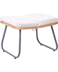 New Beliani Sedia da giardino MESTRE con poggiapiedi Rattan sintetico (PE) Beige chiaro Beige Naturale Nero