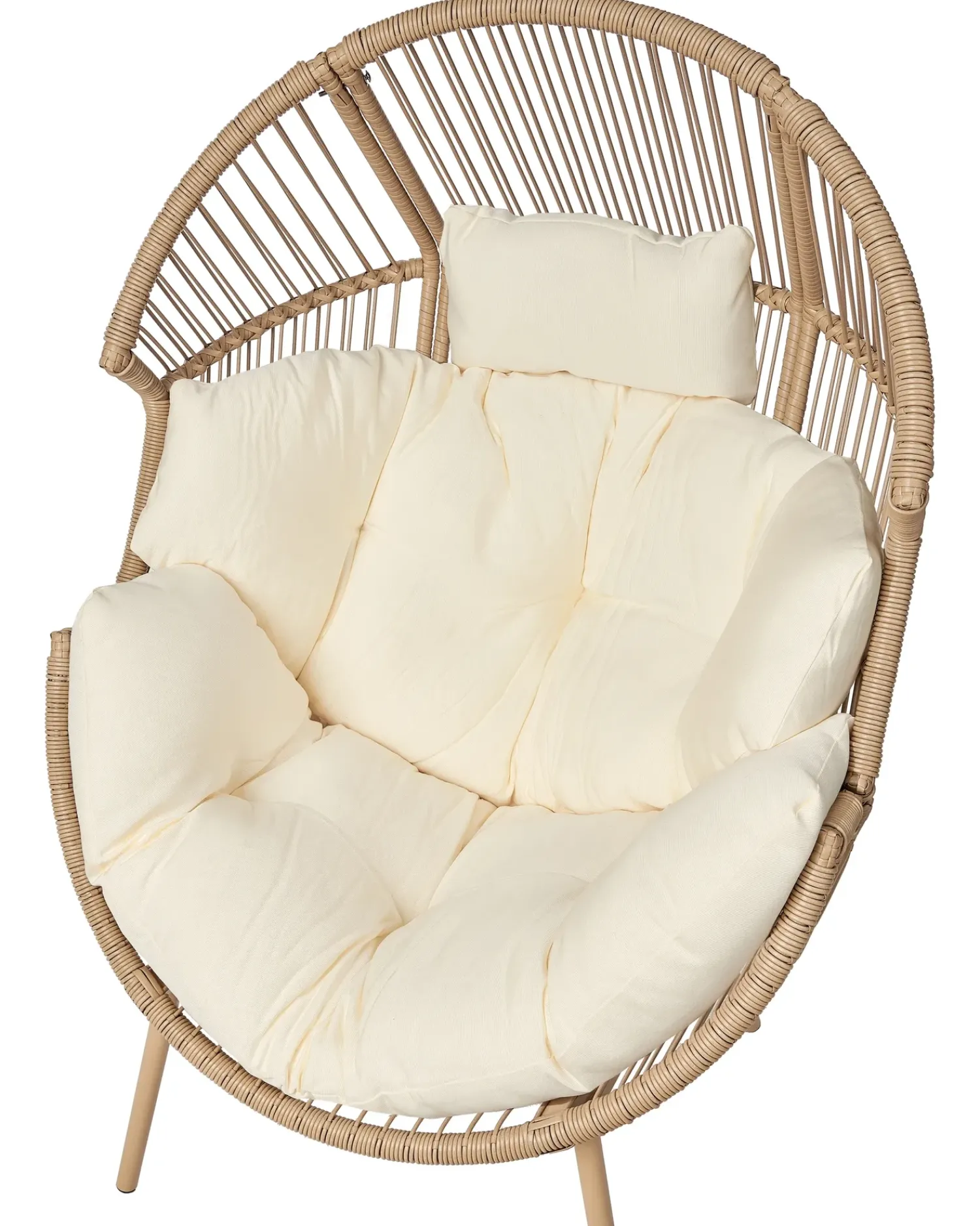 Discount Beliani Sedia da giardino MURANO Rattan sintetico (PE) Naturale Bianco Beige Naturale