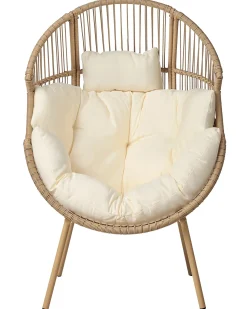 Discount Beliani Sedia da giardino MURANO Rattan sintetico (PE) Naturale Bianco Beige Naturale