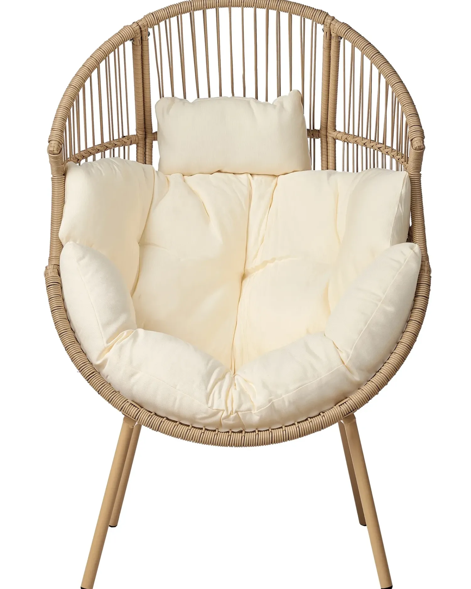 Discount Beliani Sedia da giardino MURANO Rattan sintetico (PE) Naturale Bianco Beige Naturale