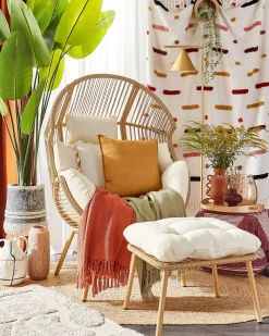 Discount Beliani Sedia da giardino MURANO Rattan sintetico (PE) Naturale Bianco Beige Naturale
