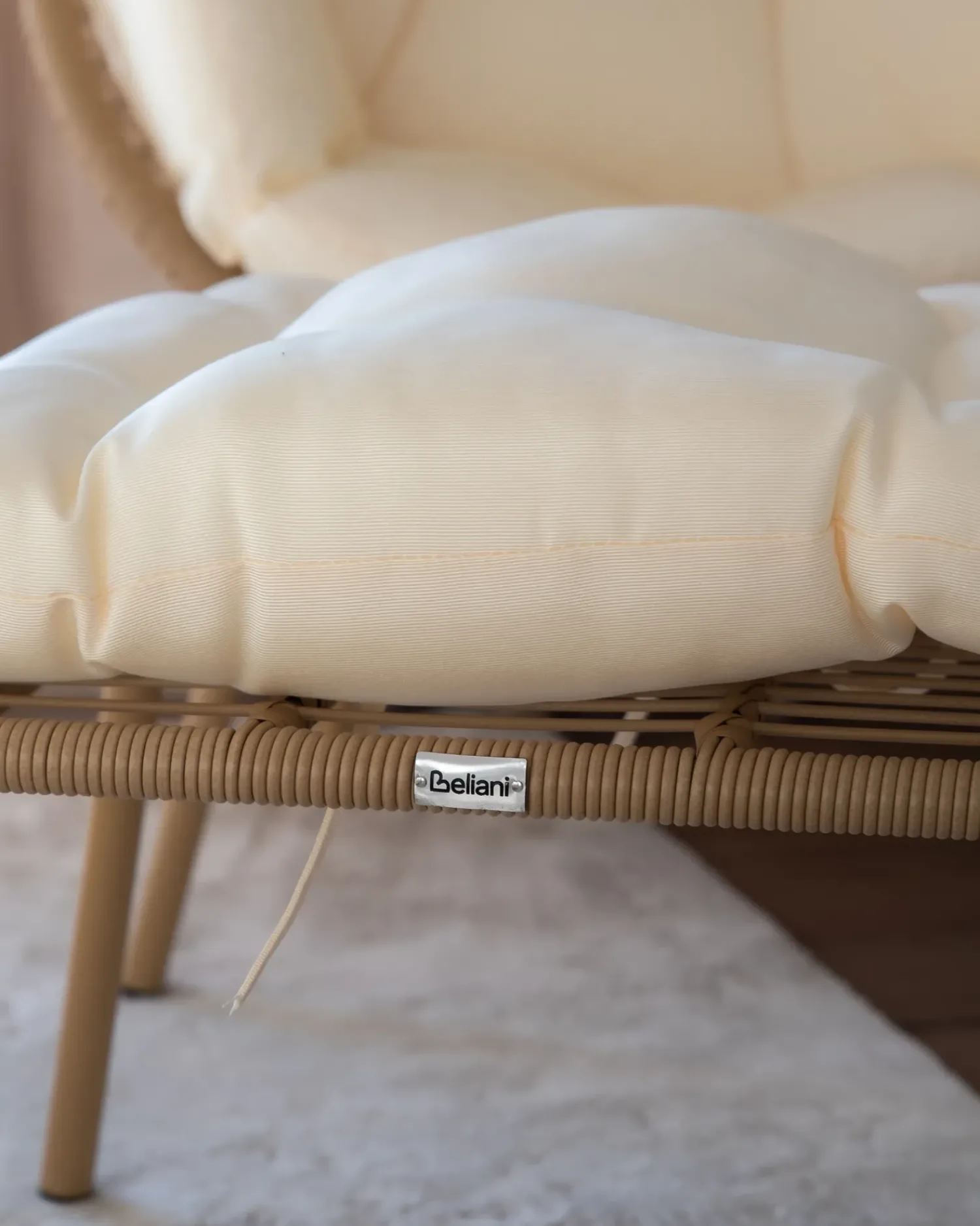 Discount Beliani Sedia da giardino MURANO Rattan sintetico (PE) Naturale Bianco Beige Naturale
