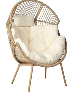 Discount Beliani Sedia da giardino MURANO Rattan sintetico (PE) Naturale Bianco Beige Naturale