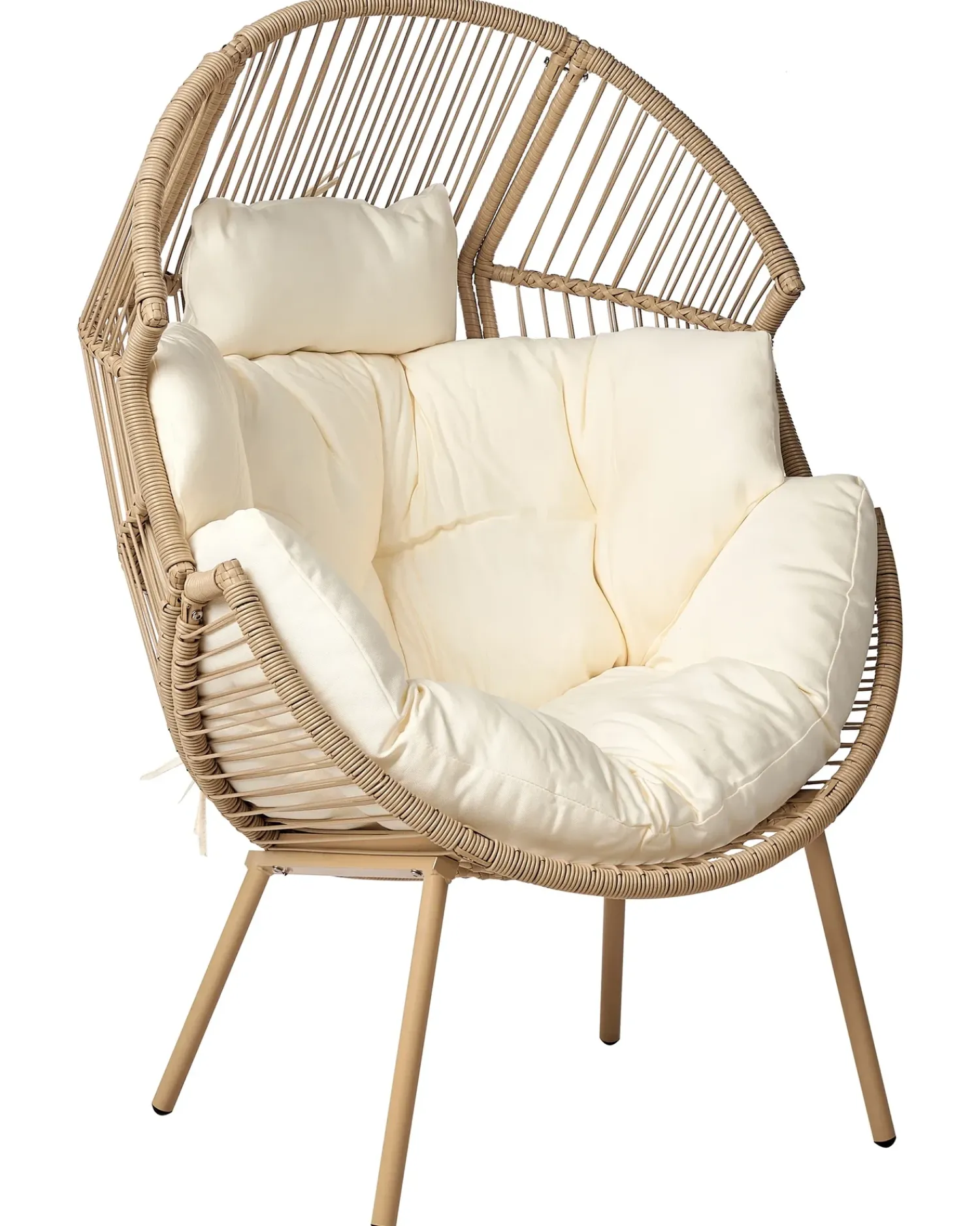Discount Beliani Sedia da giardino MURANO Rattan sintetico (PE) Naturale Bianco Beige Naturale