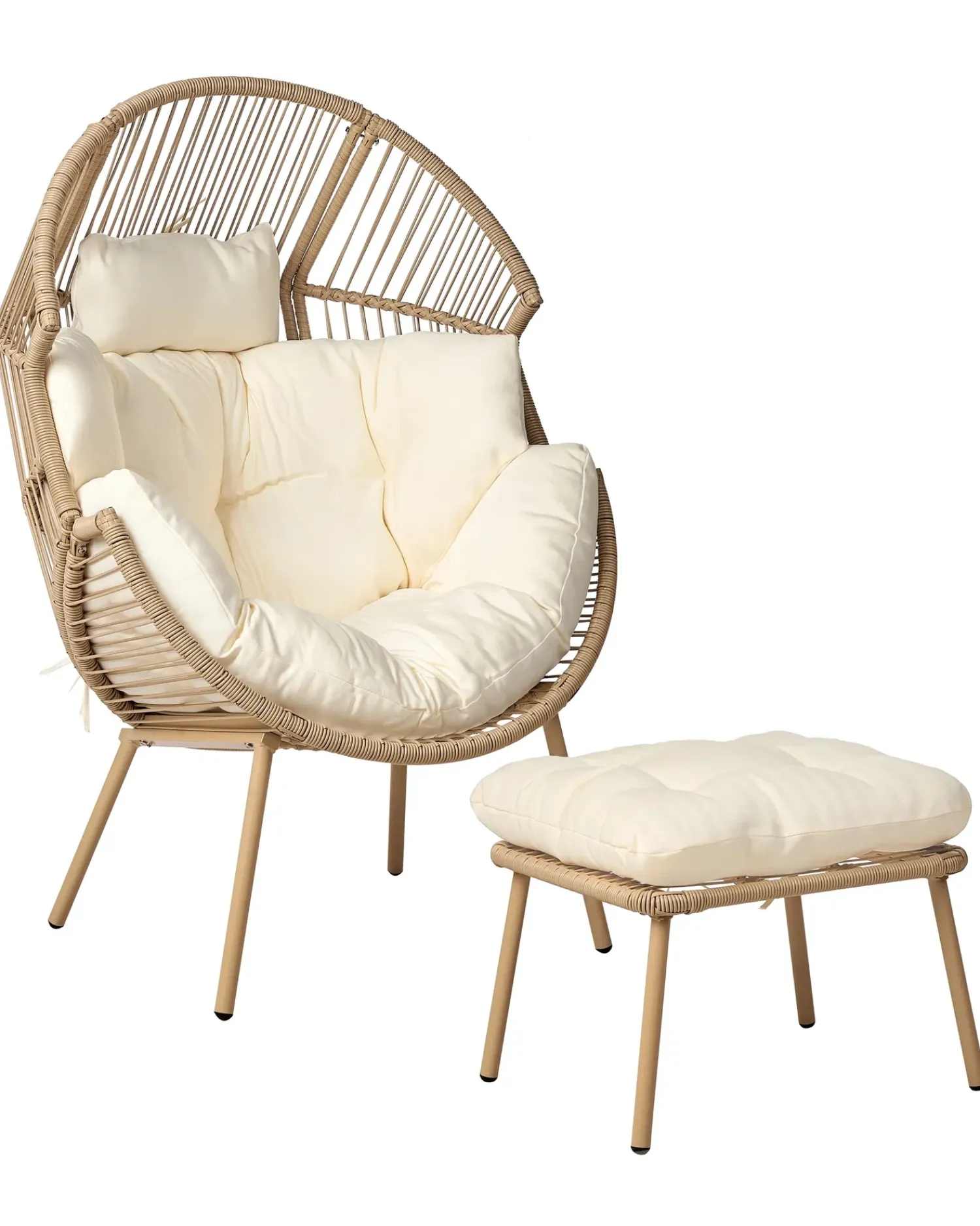 Discount Beliani Sedia da giardino MURANO Rattan sintetico (PE) Naturale Bianco Beige Naturale