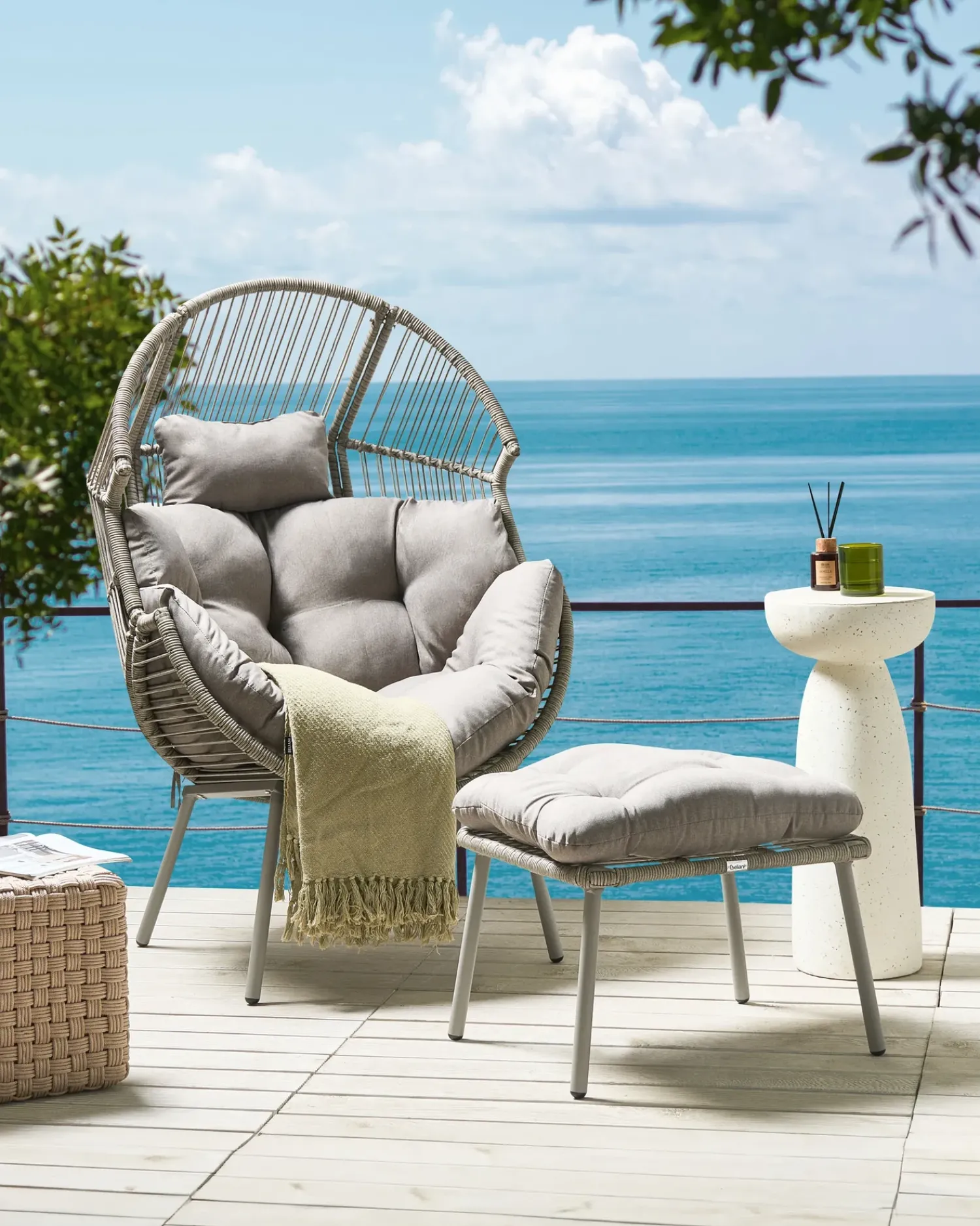 Online Beliani Sedia da giardino MURANO Rattan sintetico (PE) Grigio