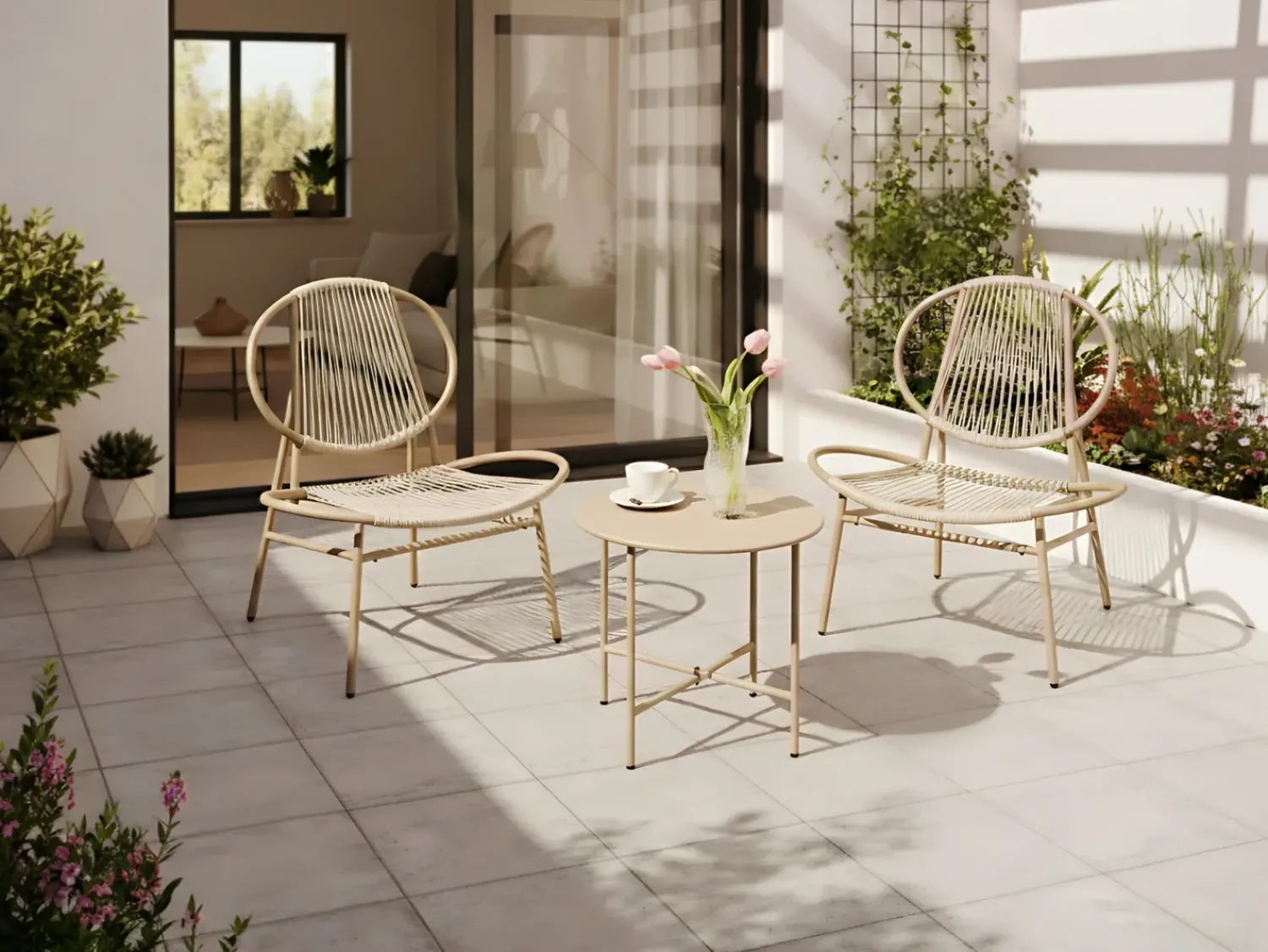 Beliani OVARO Rattan sintetico (PE) Beige