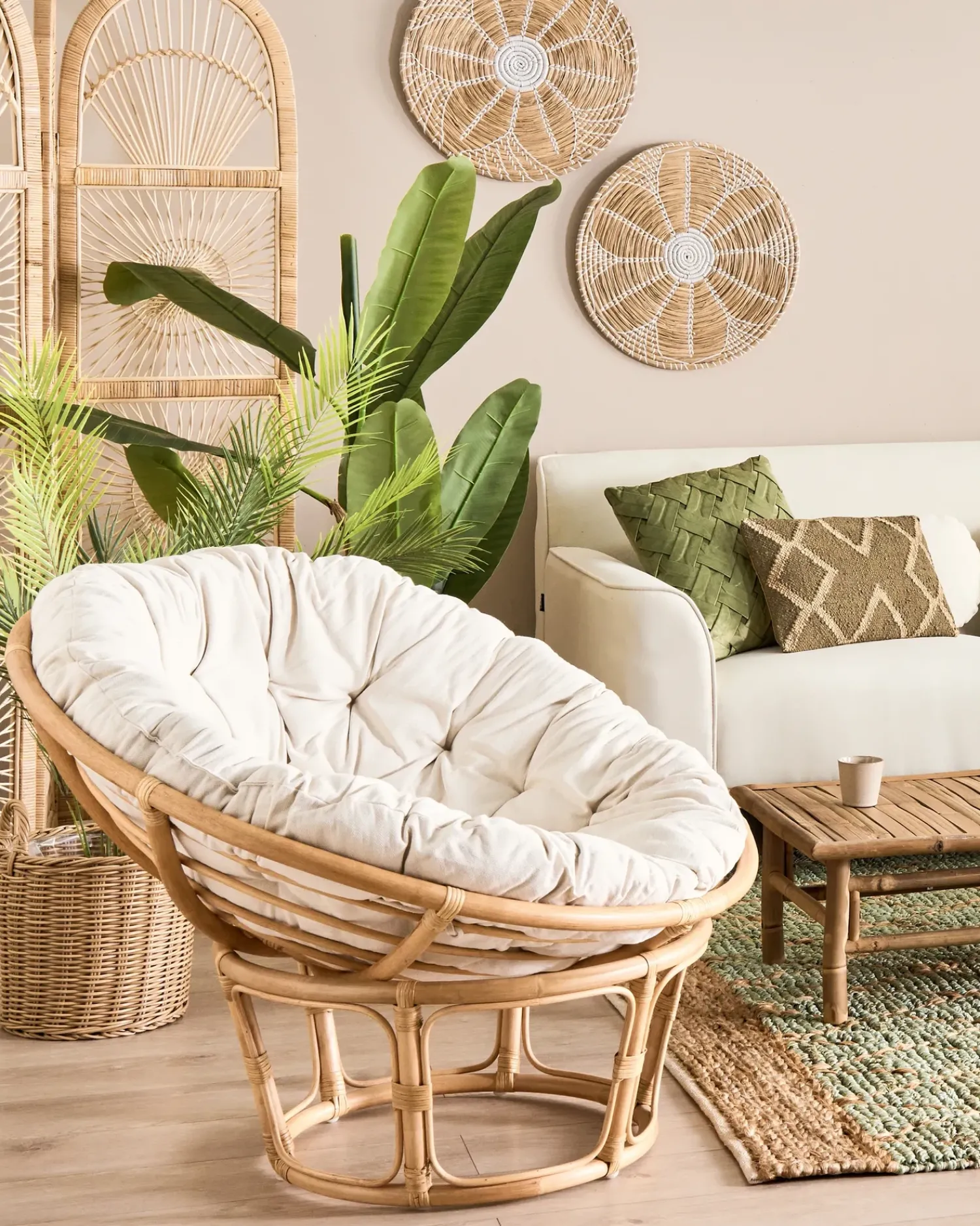 Beliani SALVO Rattan Naturale Beige Naturale