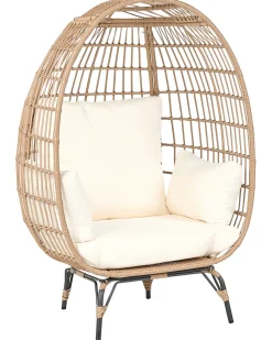 Hot Beliani Sedia da giardino VEROLI Rattan sintetico (PE) Beige Beige Beige Naturale Nero