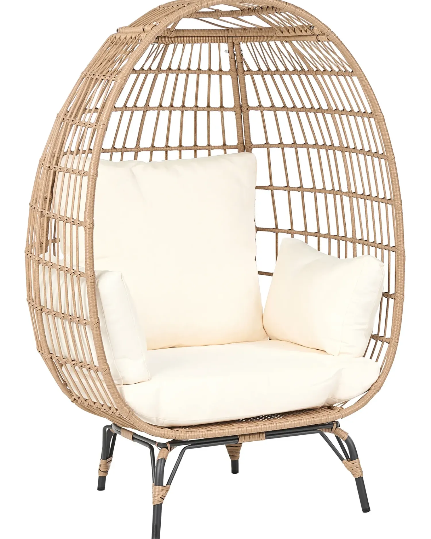 Hot Beliani Sedia da giardino VEROLI Rattan sintetico (PE) Beige Beige Beige Naturale Nero