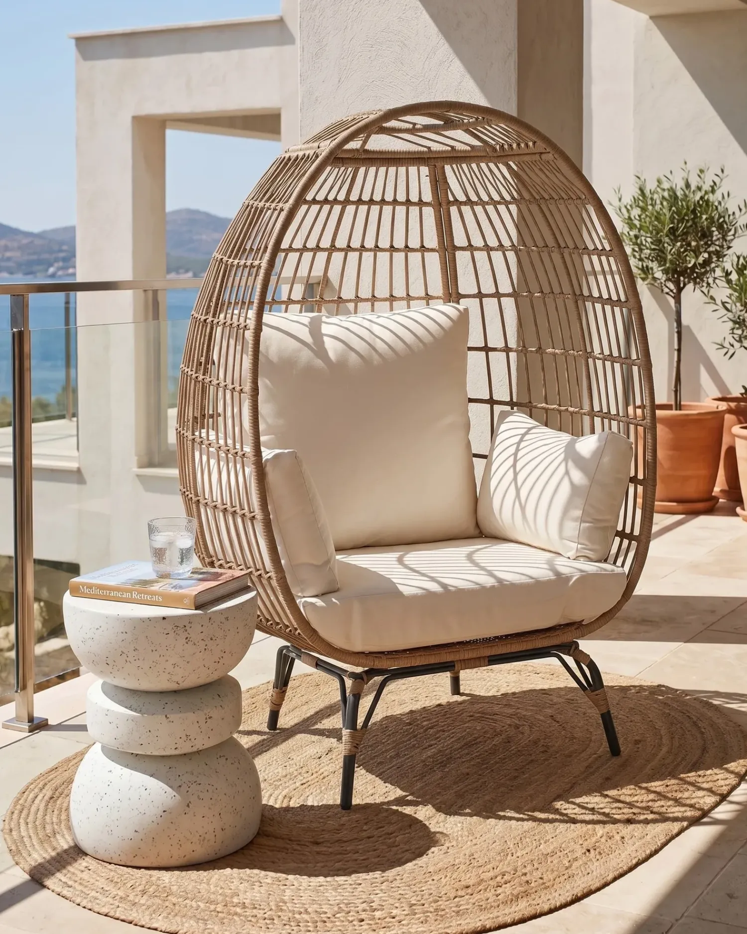 Hot Beliani Sedia da giardino VEROLI Rattan sintetico (PE) Beige Beige Beige Naturale Nero
